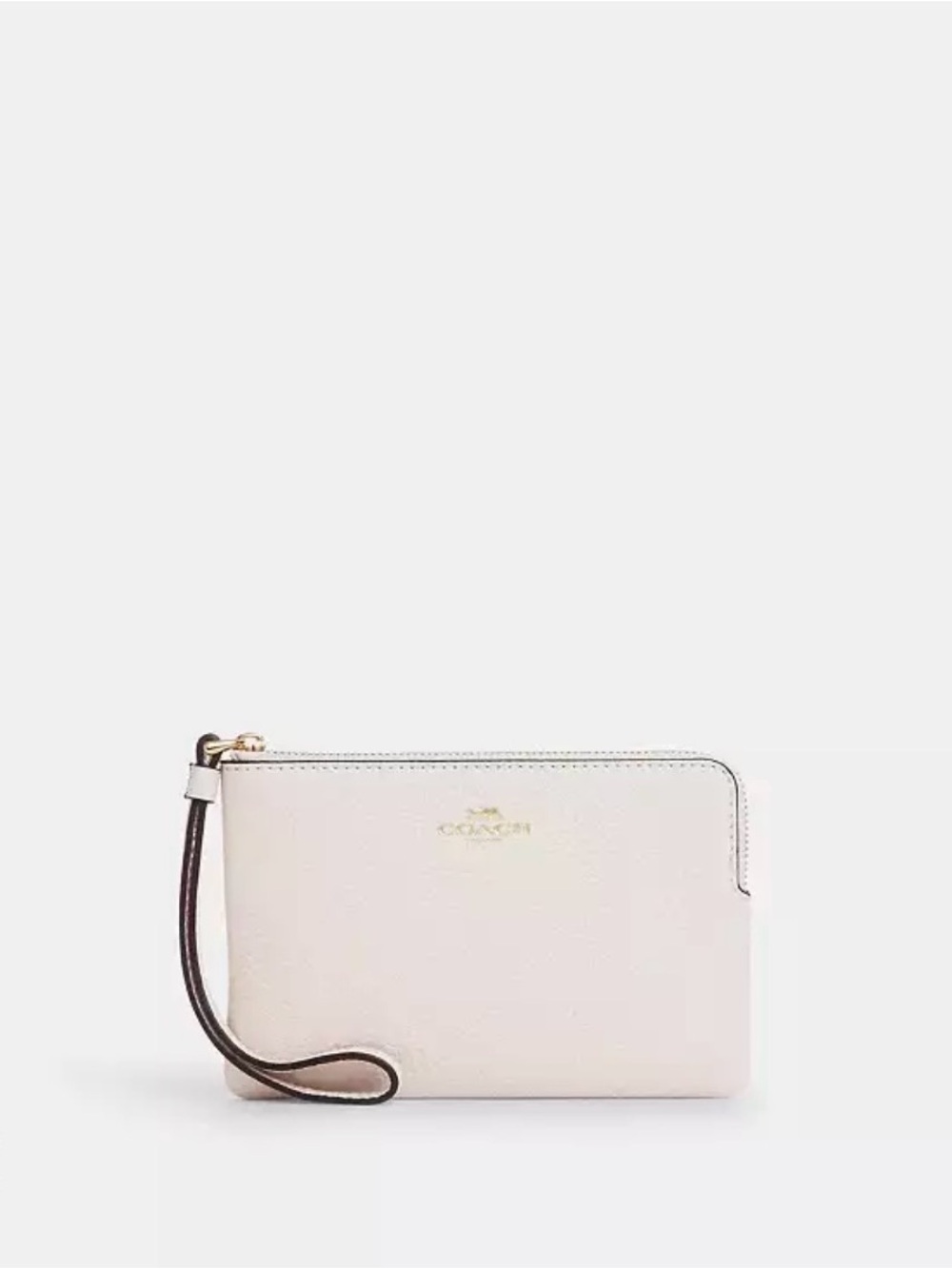 Coach Cream Leather Wristlet with Contrast Strap